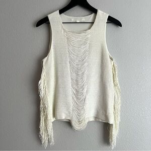 Jonathan Simkhai Fringe Knit Sleeveless Top Size Small Cream White